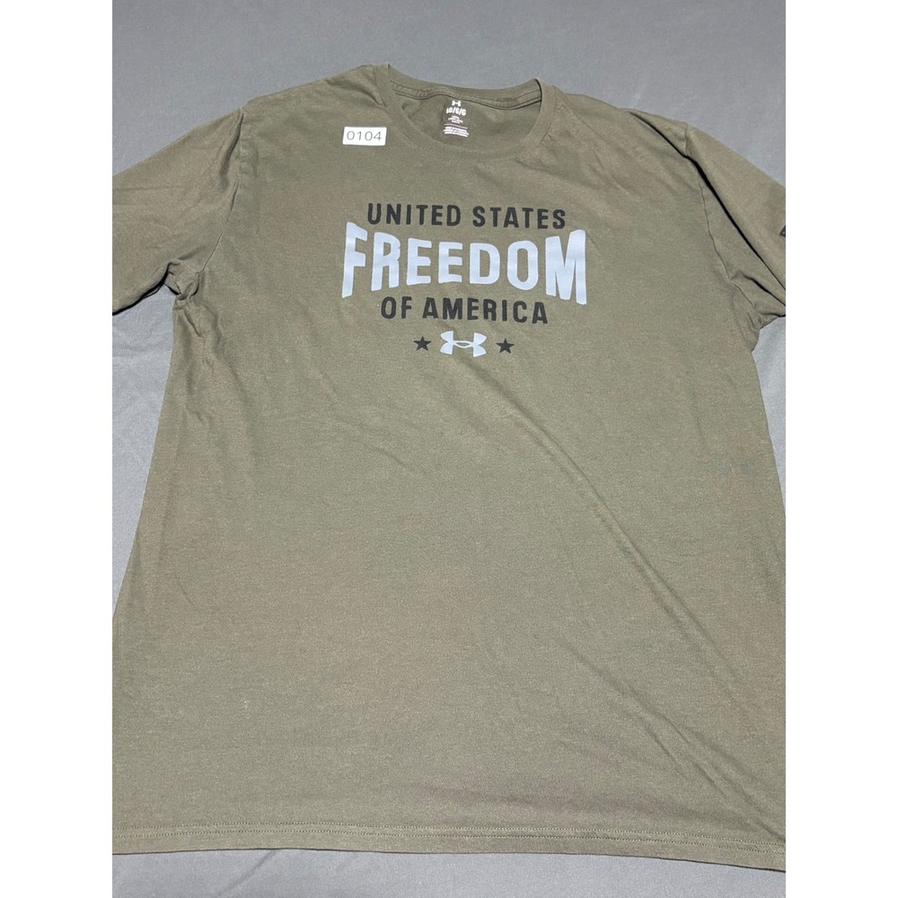 Under Armour Mens Freedom of America Graphic T-Shirt Olive Green Large Loose Fit